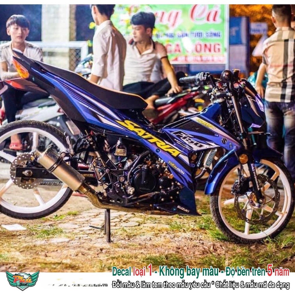 Tem rời xe Satria Xanh đen (A)