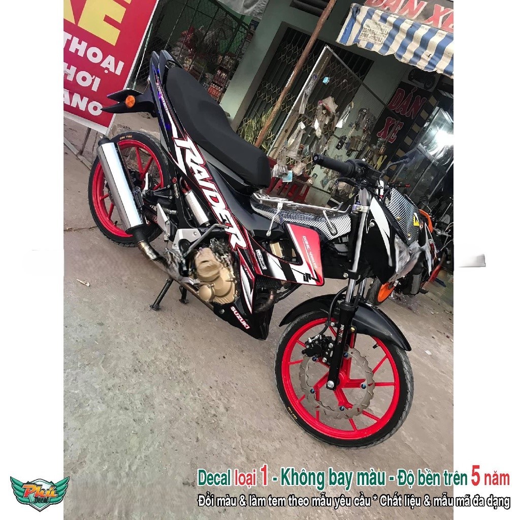 Tem rời xe Raider Xăng cơ đỏ đen (B)