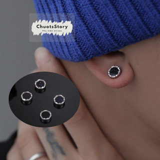 Khuyên tai nam châm không gỉ đen trơn ánh, bông tai titan nam không cần bấm lỗ unisex cá tính - KT123 - ChuotsStory