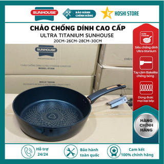  Chảo chống dính siêu cao cấp Ultra titanium Sunhouse ST20-26-28-30B dùng cho mọi loại bếp 