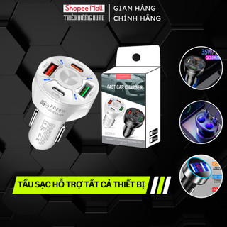 Tẩu Sạc Ô Tô  Type C ,Tẩu Sạc Nhanh Ô Tô 4 Cổng USB (Thêm Cổng Quick Charge 3.0 Sạc Nhanh) -Tiện Lợi
