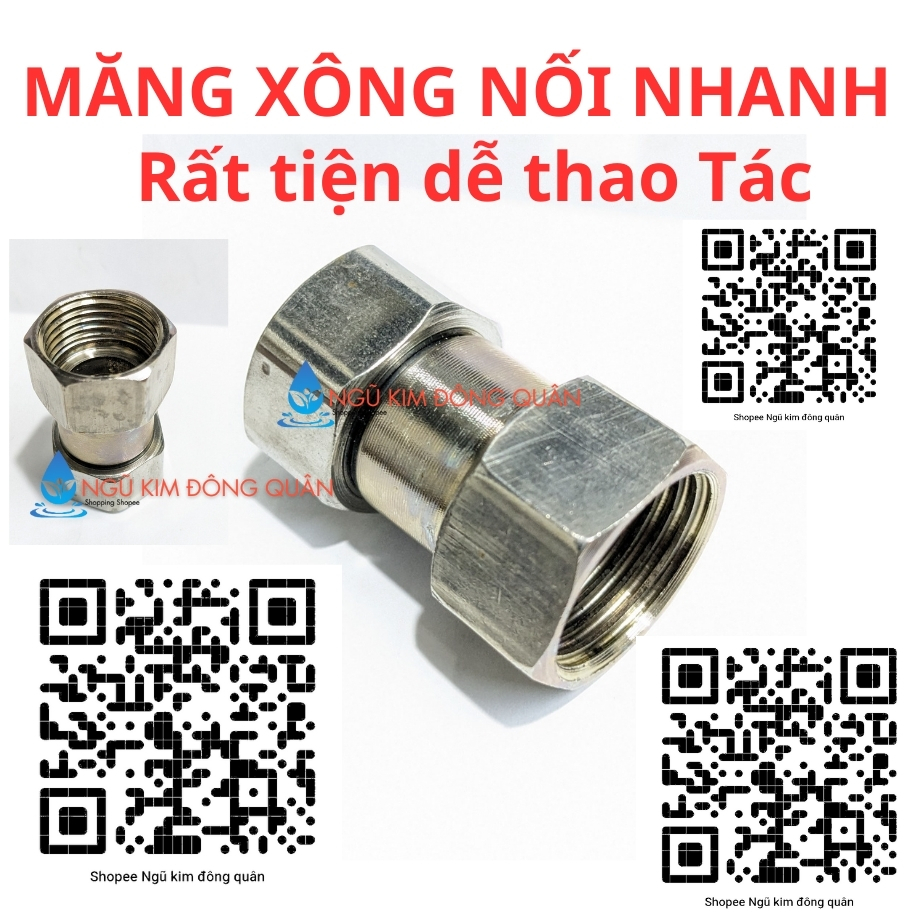 Măng xông Thông minh, nối 2 đầu ren Trong 21(20mm) nối ống nước ren thông dụng nhà vệ sinh,Nối Ren Trong 21, đầu nối