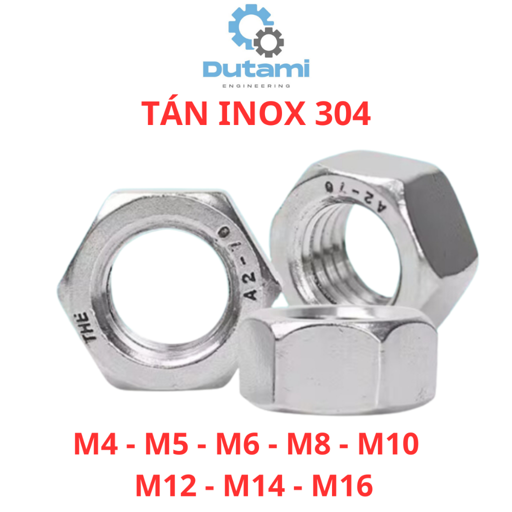10 con Tán Inox 304 / Đai Ốc Inox 304, ecu, nut  M4 - M16