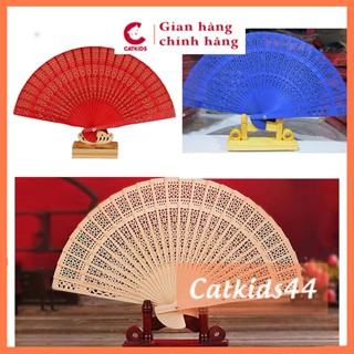 Quạt gỗ xếp làm oản tháp bánh, phụ kiện chụp ảnh trang trí phong cách cổ trang trang trí Tết
