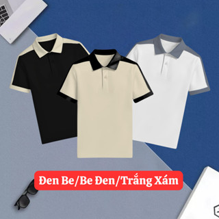 COMBO 3 Áo Thun Polo Basic Nam Phối Cầu Vai Chất Vải Cá Sấu Co Giãn 4 Chiều, Thoáng Mát