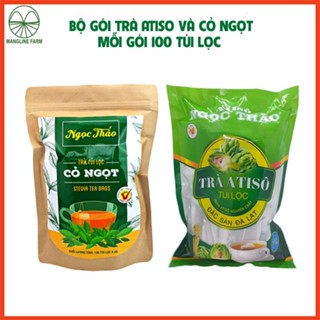  Combo gói trà atiso và cỏ ngọt Ngọc Thảo Đà Lạt mỗi gói 100 túi lọc thanh nhiệt cơ thể giúp làm đẹp da mặt 