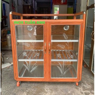 Tủ nhôm kính - tủ chén nhôm - tủ đựng chén bát nhôm TN90