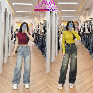  Quần Jean Ống Suông Nữ Vải Cotton Co Giản Tốt Rách Nhẹ Hack Dáng - Chất Lượng Cao JEAN03 