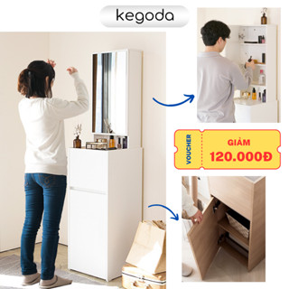 Kệ Trang Điểm Có Gương Soi, Tủ Phấn 2 Cánh 1 Ngăn Kéo Để Đựng Mỹ Phẩm Makeup KEGODA KGD48