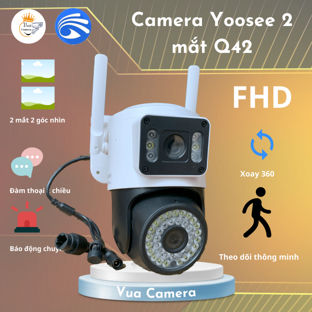Camera YooSee ngoài trời 2 mắt - 2 màn hình siêu nét - Ban đêm có màu - Xoay 360 - Đàm thoại 2 chiều | BigBuy360 - bigbuy360.vn