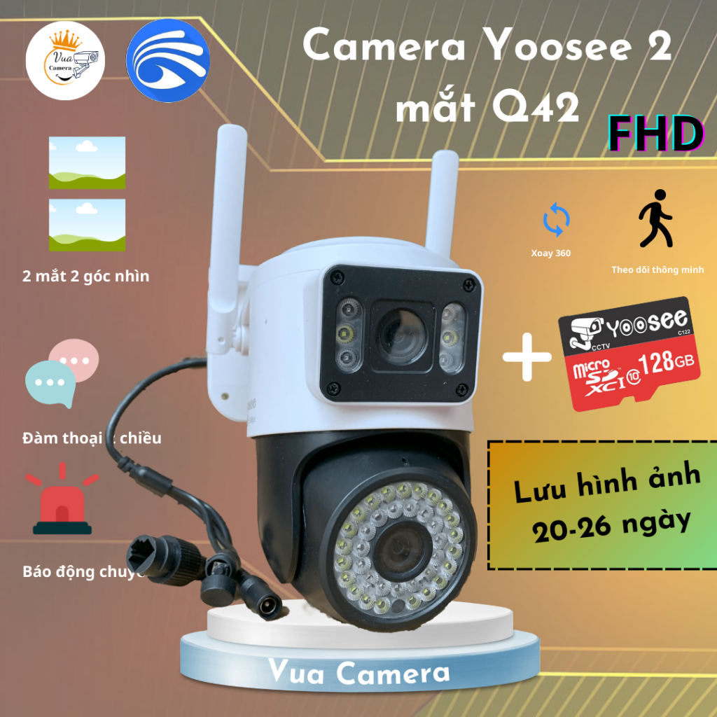 Camera YooSee ngoài trời 2 mắt - 2 màn hình siêu nét - Ban đêm có màu - Xoay 360 - Đàm thoại 2 chiều | BigBuy360 - bigbuy360.vn