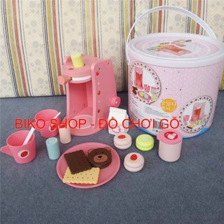 Đồ chơi máy cà phê hồng bằng gỗ cho bé 𝐁𝐈𝐊𝐎 𝐒𝐇𝐎𝐏
