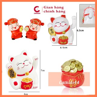 Ông thần tài, mèo thần tài tay vẫy, hũ vàng trang trí Tết, trang trí bánh kem, làm set tài lộc