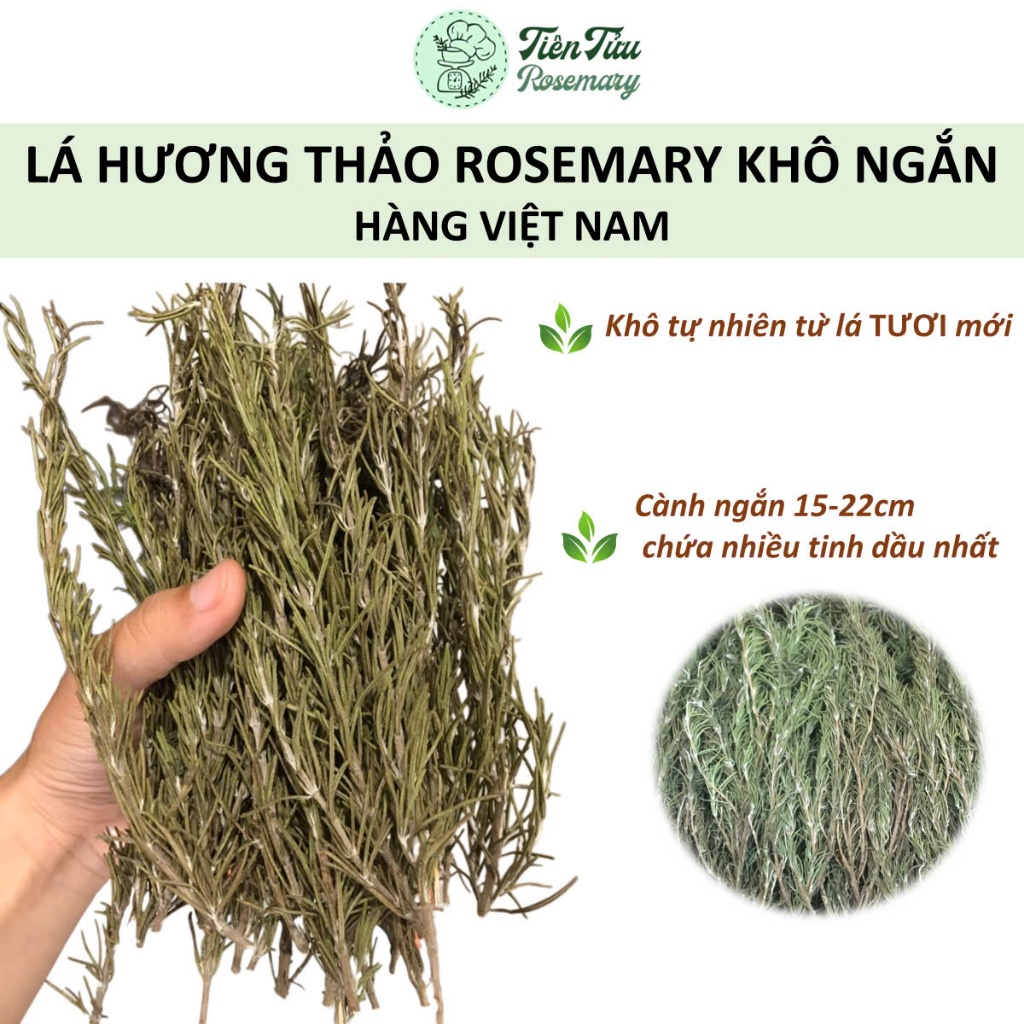 Cành Hương Thảo Rosemary khô ngắn (nguyên cành) xanh thơm - hàng VN hương liệu nấu ăn đốt xông nhà
