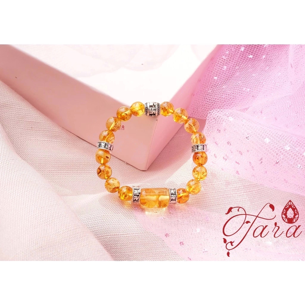 Vòng tay em bé Tara Gems - Amber Cao Cấp phối charm Ommani