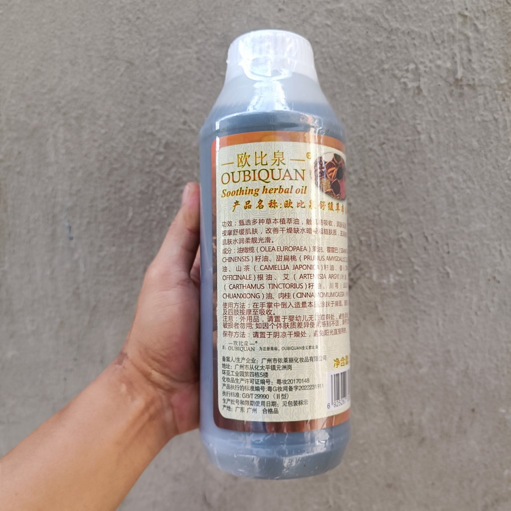Dầu massage body thuốc bắc 1000ml ấm nóng, mùi thảo dược thơm, đả thông kinh lạc