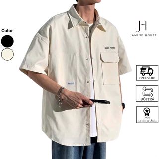 Áo Sơ Mi Nam Nữ JAMINE HOUSE Form Rộng Tay Lỡ Chất Kaki 1TÚI Có BigSize 95kg Unisex Menswear