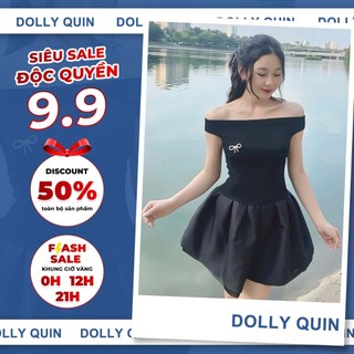 Đầm trễ vai tay ngắn dáng xòe, đầm ôm tôn dáng phong cách tiểu thư quyến rũ D12 Dolly Quin