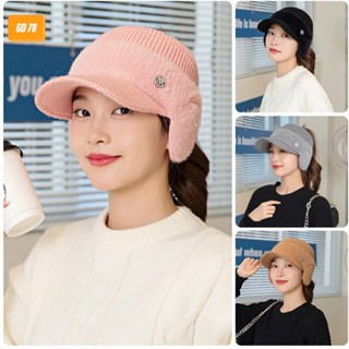 Mũ Len Nữ Dệt Kim Hở Chóp Màu Trơn Giữ Ấm Tai Thời Trang Thu Đông, Nón Mùa Đông Nỉ Bông GD78 - Gia Dụng 1688
