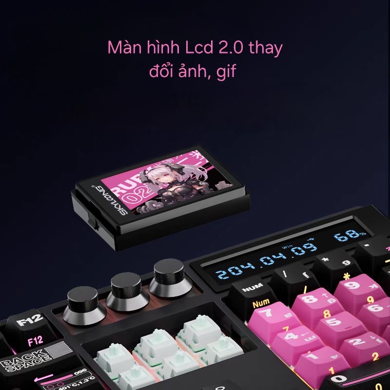 (Sẵn hàng) Bàn phím cơ Fullsize Skyloong Gk104, Gk87 pro tích hợp màn hình, núm siêu đỉnh, độ trễ không dây thấp | BigBuy360 - bigbuy360.vn
