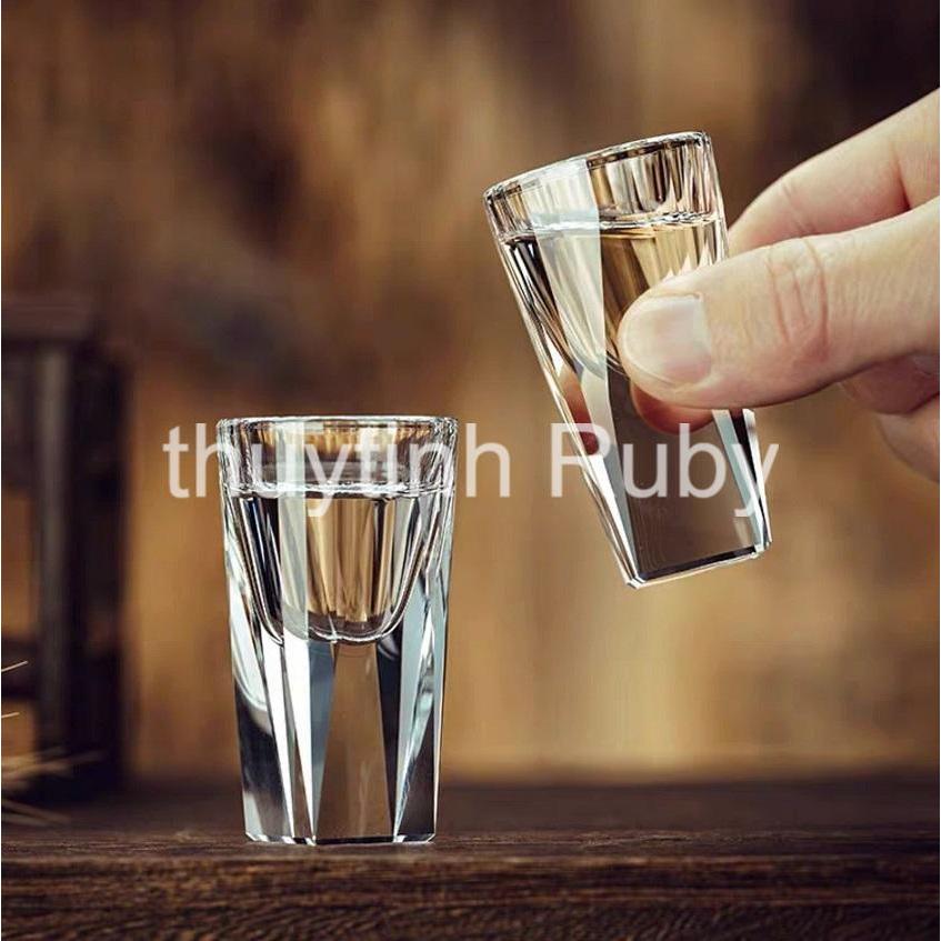 SET 6Ly rượu shot uống rượu mạnh, bình rót rượu thủy tinh, chén uông rượu sot cup