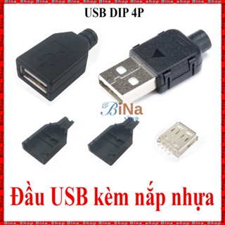 Đầu USB 2.0 4pin kèm nắp nhựa USB DIY đực cái tự chọn