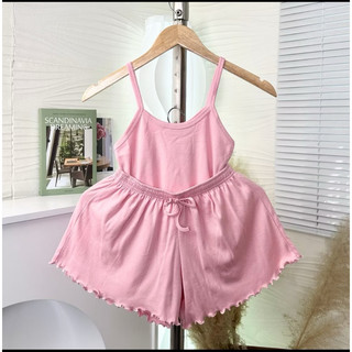 Sét bộ đồ ngủ nữ áo thun nữ 2  dây kèm quần đùi nữ cuốn biên nhiều màu trơn size dưới 55kg
