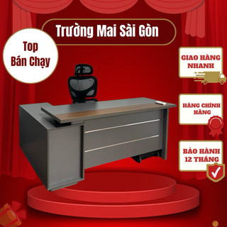 Bàn làm việc giám đốc góc L chất liệu gỗ công nghiệp phủ melamine chống thấm ẩm