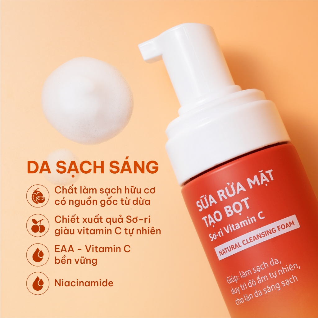 Bộ Đôi Làm Sạch Sâu Sáng Da Mờ Thâm Nám Sữa Rửa Mặt Và Toner Vitamin C Cỏ Mềm