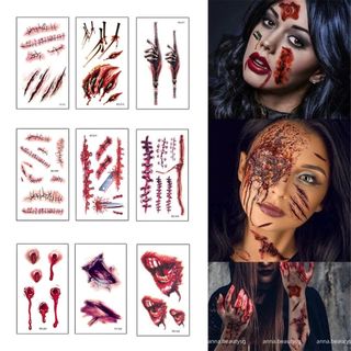 Hình xăm dán vết thương giả tạm thời, hình dán halloween sẹo giả
