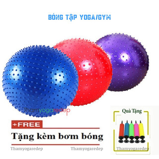  Bóng tập Yoga,Gym Gai Massage  Size 45 55 65 75CM  Tặng Kèm Bơm Chân Không  Bóng Gai  