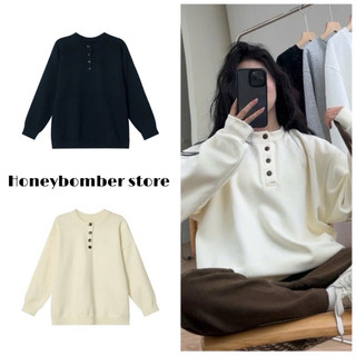 Áo Sweater Cúc Gài Trơn Basic [FREESHIP]🌸 Áo Nỉ Nữ Form Rộng Phong cách Hàn Quốc🌸
