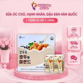  1 thùng 16 hộp sữa óc chó hạnh nhân đậu đen hàn quốc 190ml kangfoods 