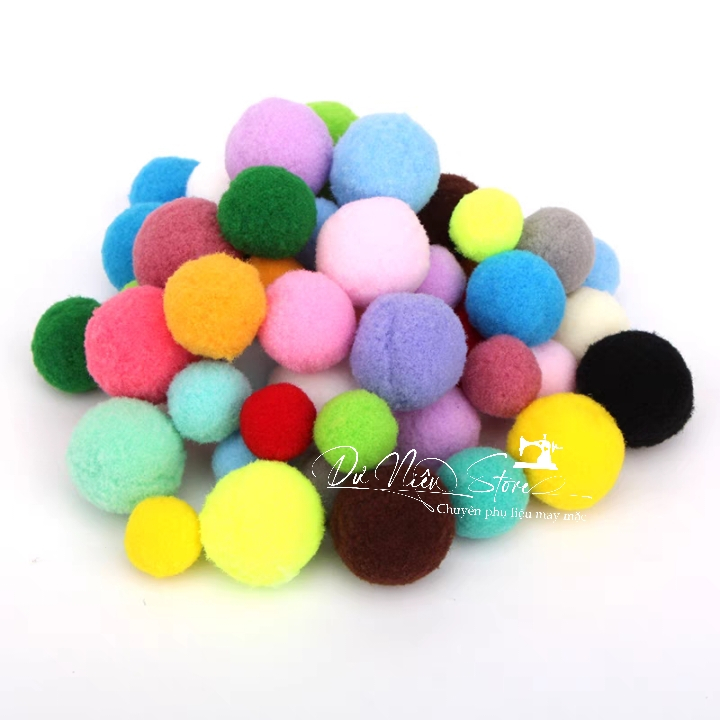 Pom pom nhiều màu sắc đủ size gói 50 viên, 100 viên.