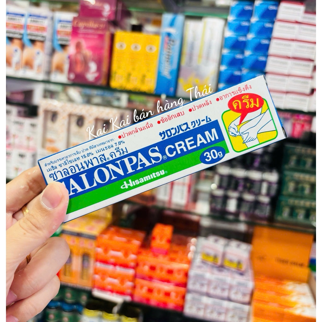 [Date 2029] Kem xoa bóp Salonpas Thái Lan 30gram nóng ấm