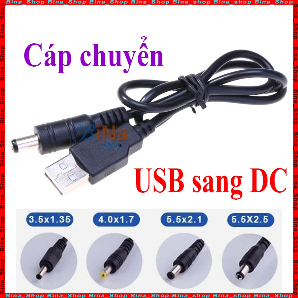 Cáp chuyển từ USB sang jack DC dài 80cm