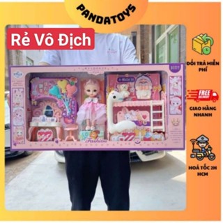 Bộ đồ chơi ngôi nhà búp bê Barbie có bàn trang điểm cỡ lớn,Búp bê chở xe bán kem xinh đẹp cho bé gái, quà tặng bé gái
