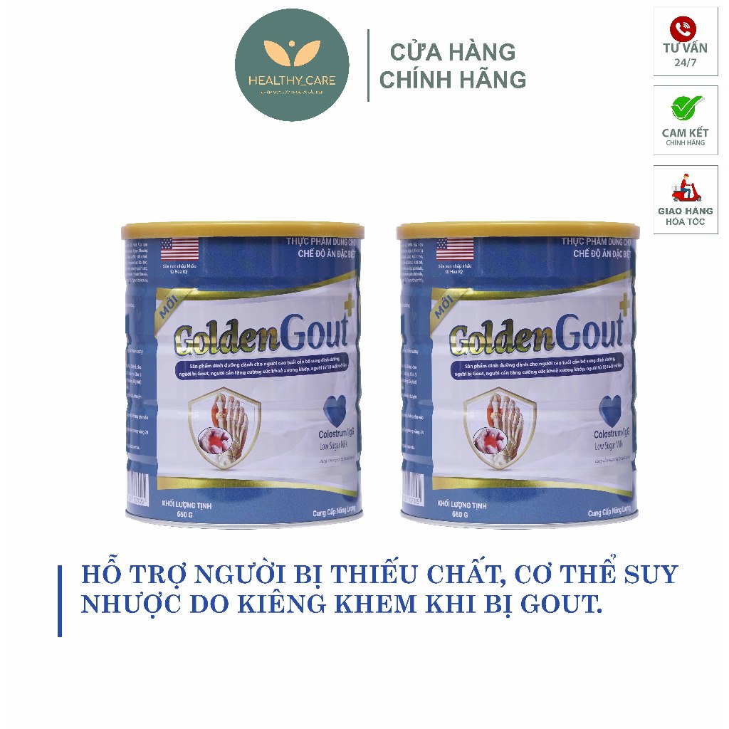Combo 2 Lon Sữa non GOLDEN GOUT  ✅[CHÍNH HÃNG]✅ hộp 650g  - Sữa dành cho người bệnh Gout ( Gút )
