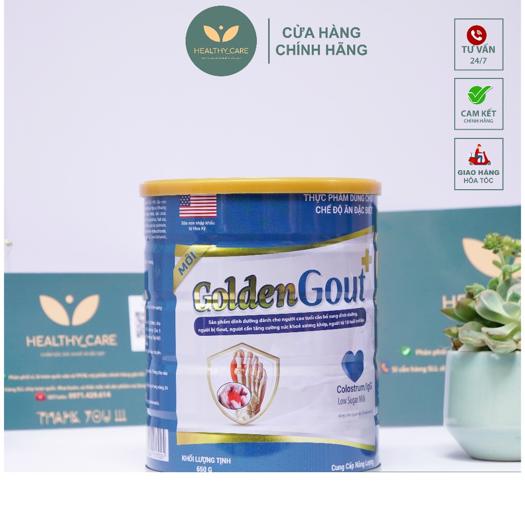 Combo 4 Lon Sữa non GOLDEN GOUT  ✅[CHÍNH HÃNG]✅ hộp 650g  - Sữa dành cho người bệnh Gout ( Gút )