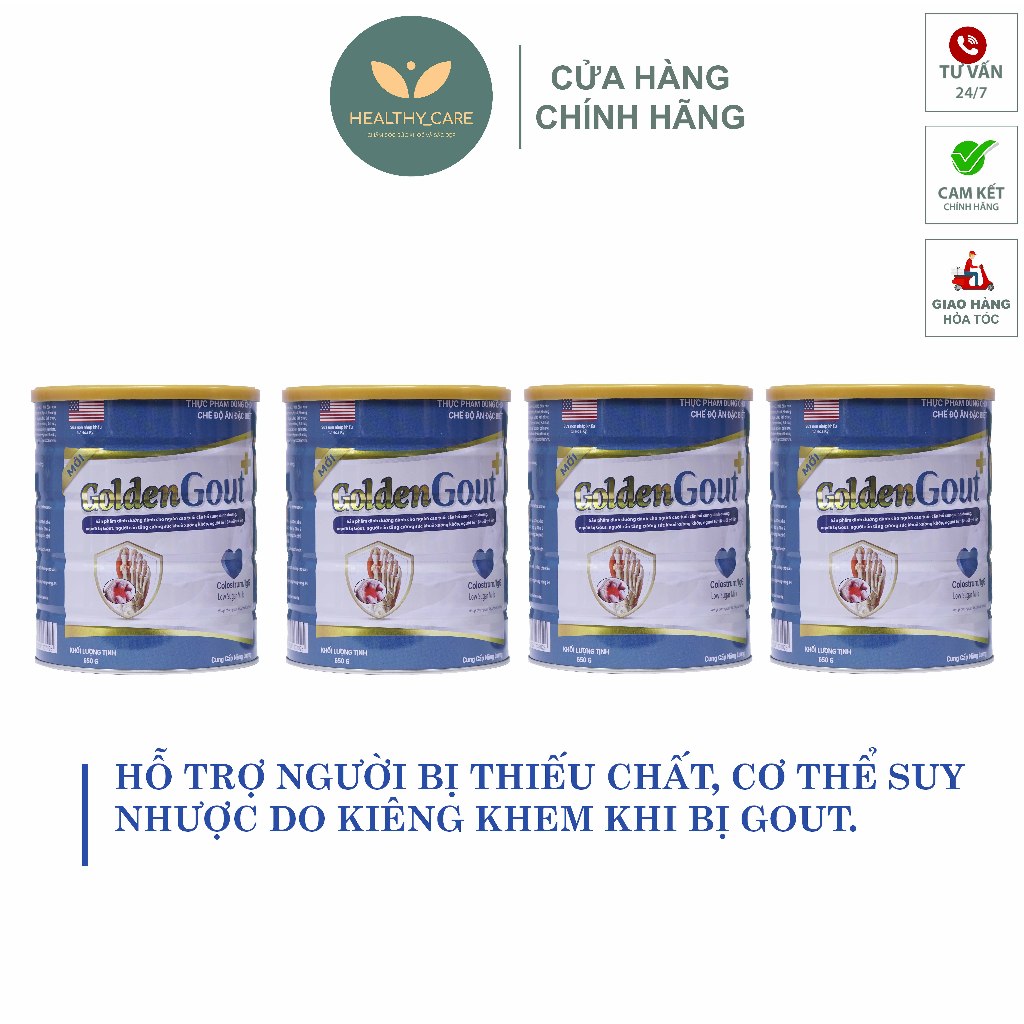 Combo 4 Lon Sữa non GOLDEN GOUT  ✅[CHÍNH HÃNG]✅ hộp 650g  - Sữa dành cho người bệnh Gout ( Gút )