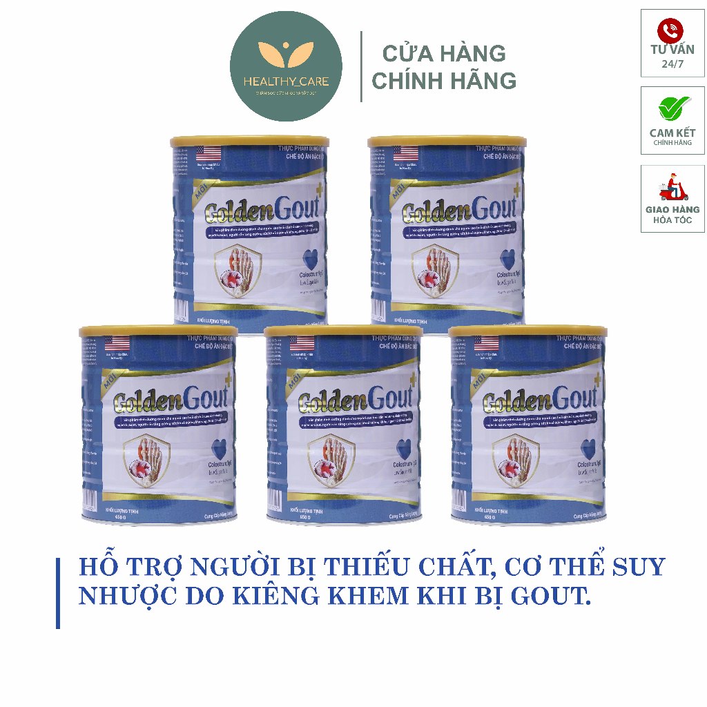Combo 5 Lon Sữa non GOLDEN GOUT  ✅[CHÍNH HÃNG]✅ hộp 650g  - Sữa dành cho người bệnh Gout ( Gút )