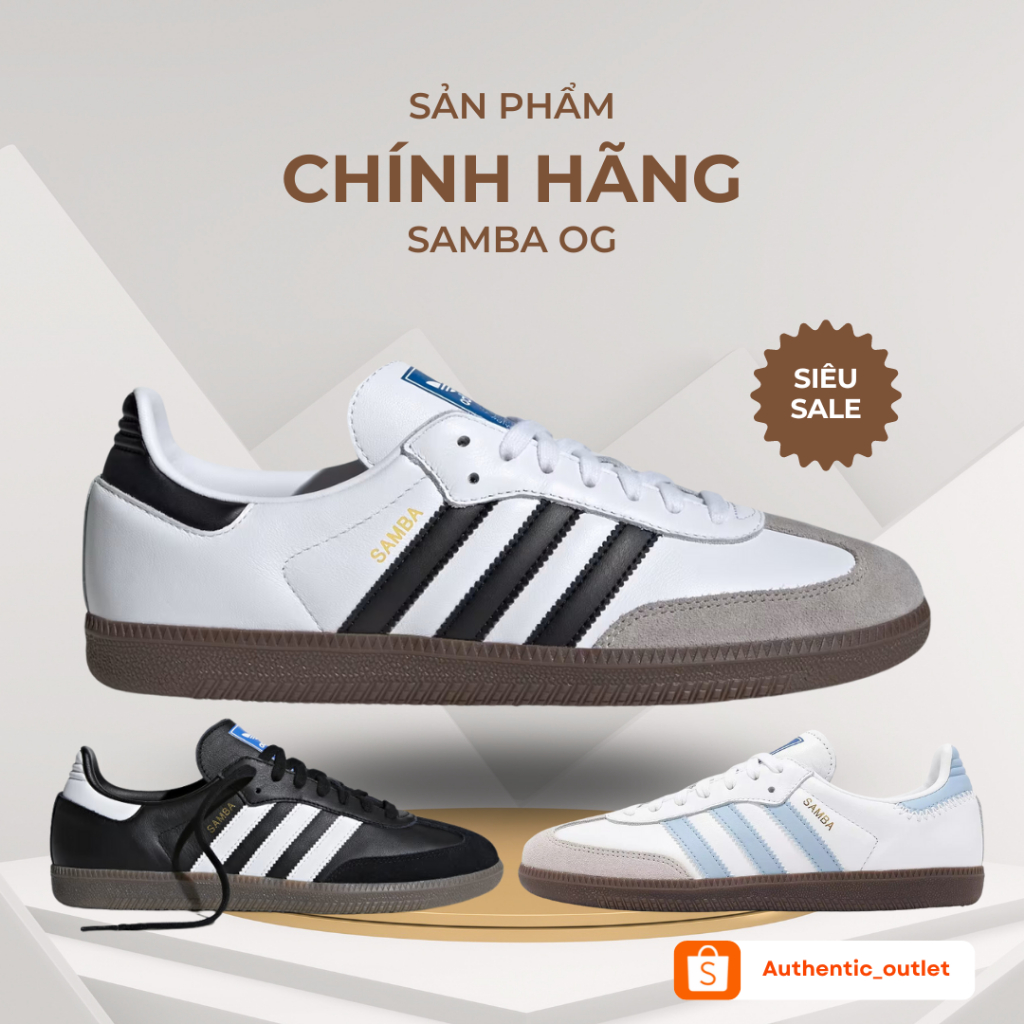 Giày Adidas Samba OG White Black Gum, đủ màu cho Nam và nữ chuẩn authentic outlet