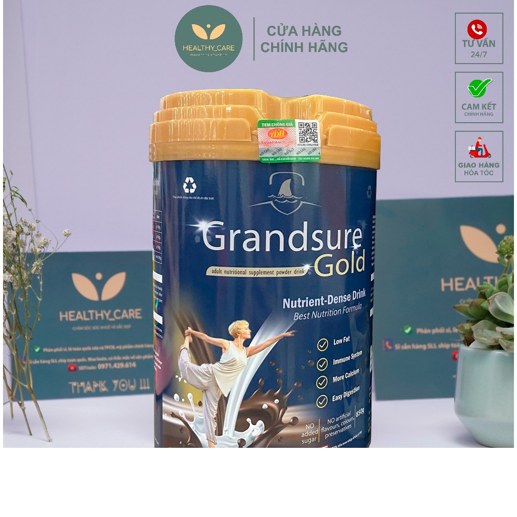 (MẪU MỚI) Sữa non xương khớp GRANDSURE GOLD  Vị Chocolate lon 850g [CHÍNH HÃNG] - chuyên biệt về xương khớp