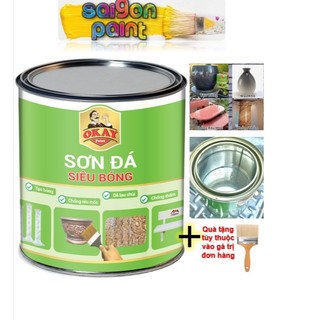 Sơn Đá Siêu Bóng Okay, Sơn Bóng Trong Suốt Bảo Vệ Bê Tông, Ghế Đá - Sơn Pha Sẵn