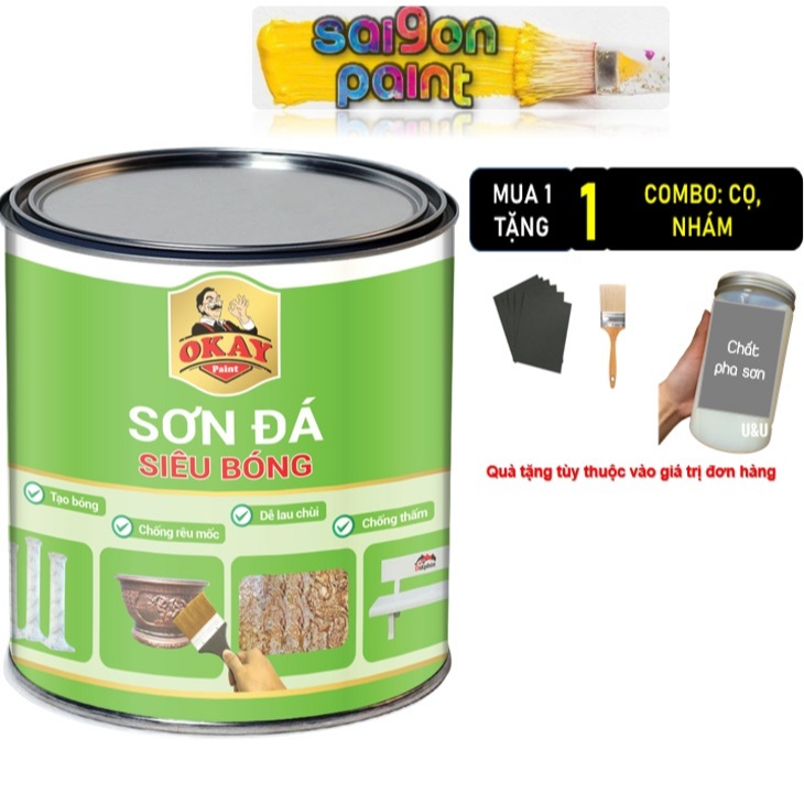 Sơn Đá Siêu Bóng Okay, Sơn Bóng Trong Suốt Bảo Vệ Bê Tông, Ghế Đá - Sơn Pha Sẵn
