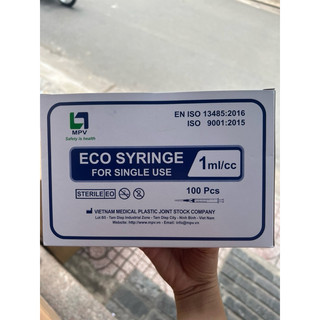 HỘP 100 BƠM TIÊM MPV 1ML ( 26Gx1/2 - Hộp 100 ống)