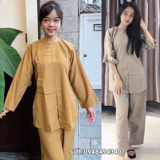 Đồ lam đi chùa nam nữ mẫu vạt hò truyền thống vải kate