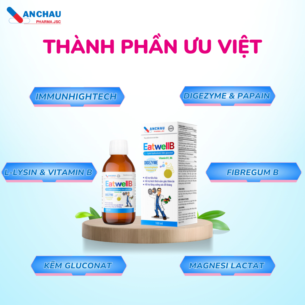 Combo ăn ngon cao lớn Siro ăn ngon An Châu EatwellB và Canxi sữa hữu cơ An Châu Apatite chứa D3K2