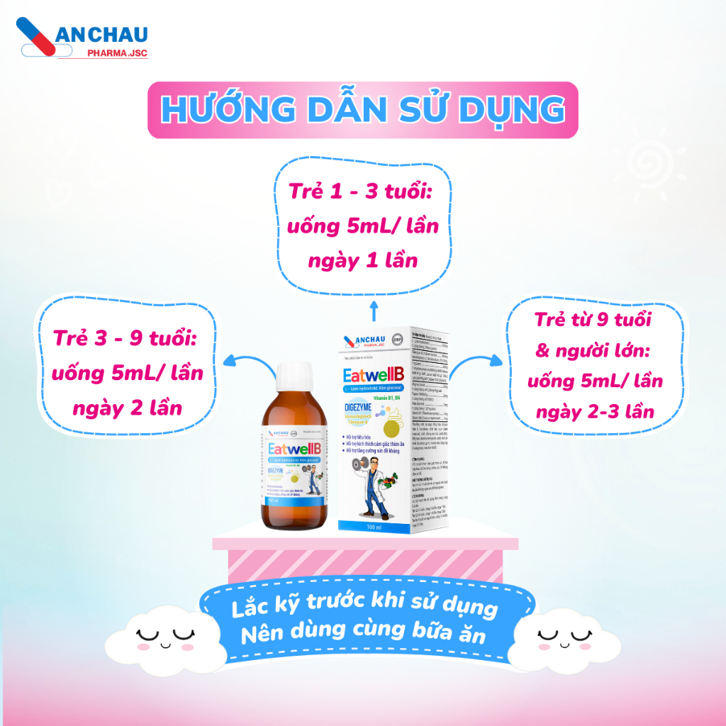 Combo ăn ngon cao lớn Siro ăn ngon An Châu EatwellB và Canxi sữa hữu cơ An Châu Apatite chứa D3K2