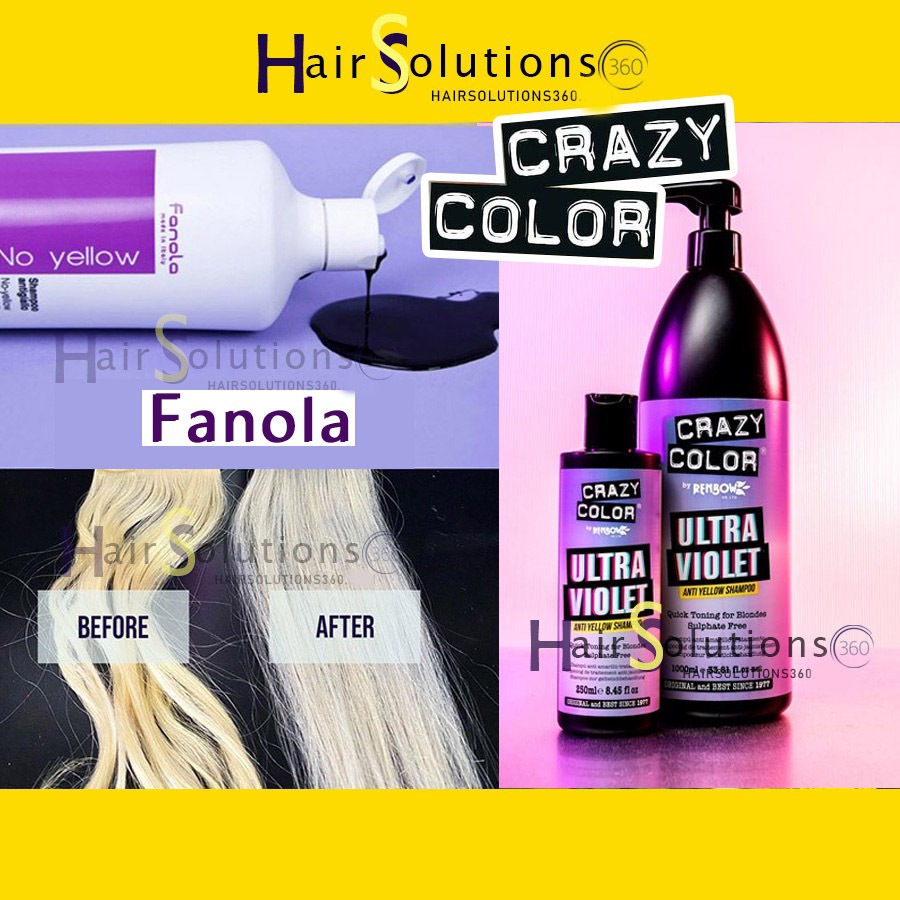 Dầu gội tím cao cấp Fanola  No Yellow Shampoo Crazy color ultra violet khử vàng cho tóc tẩy- Hairsol